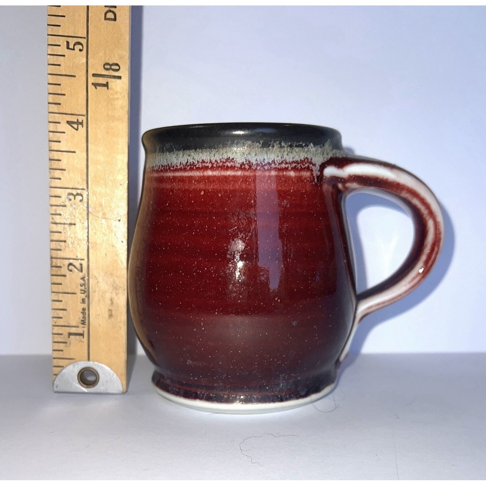 Larry Spears Mug Studio Art Pottery Drip Orange Glaze Hand Thrown Signed 14oz - Picture 8 of 8